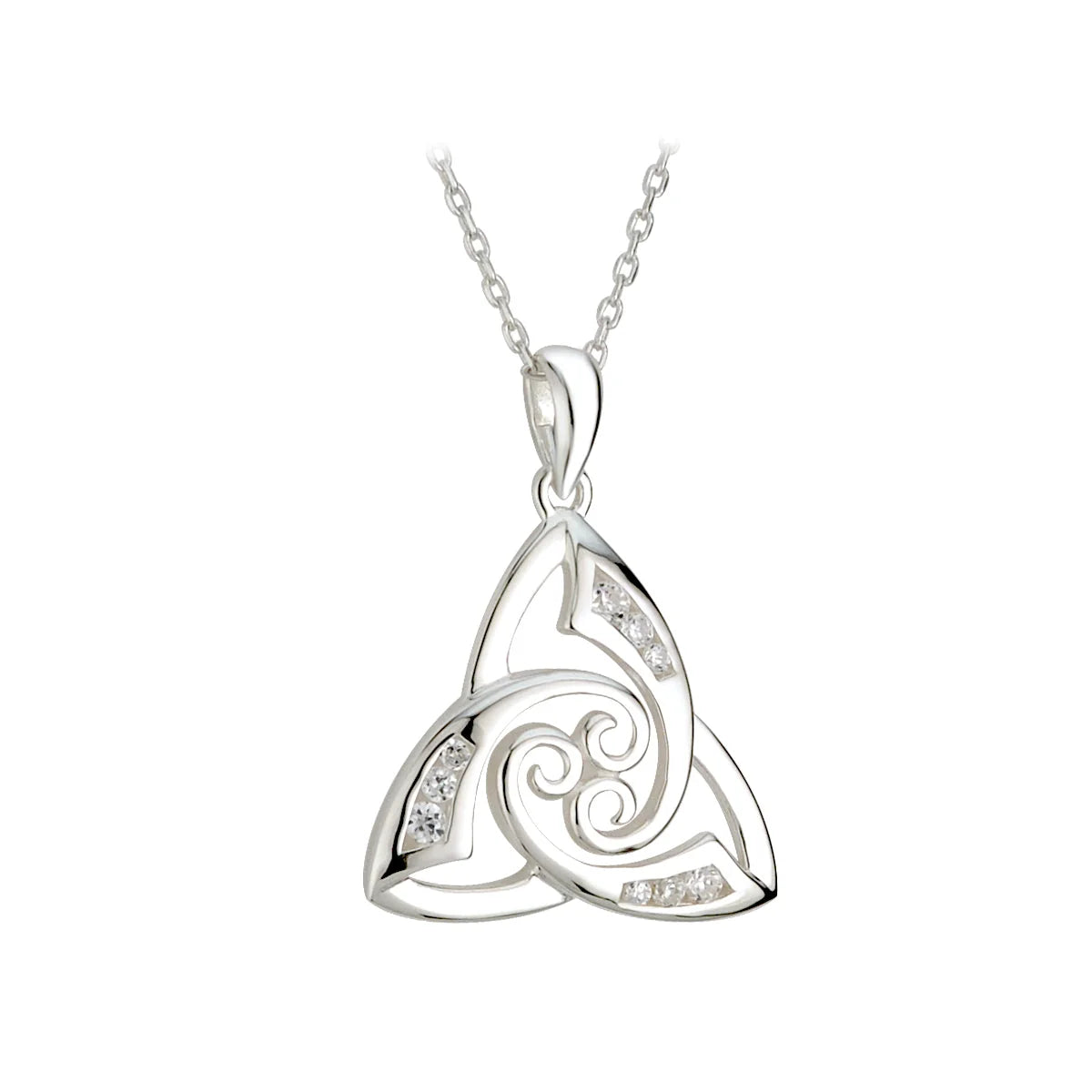 Sterling Silver CZ Twist Trinity Knot Pendant