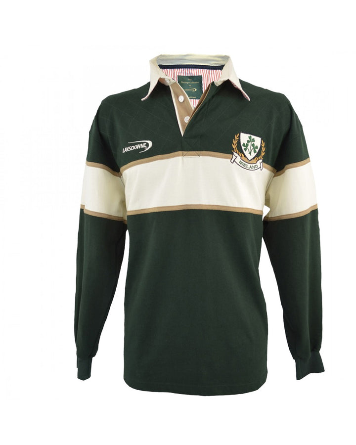 Lansdowne Long Sleeve Rugby Shirt - Bottle Green and Tan – Carrick Mór