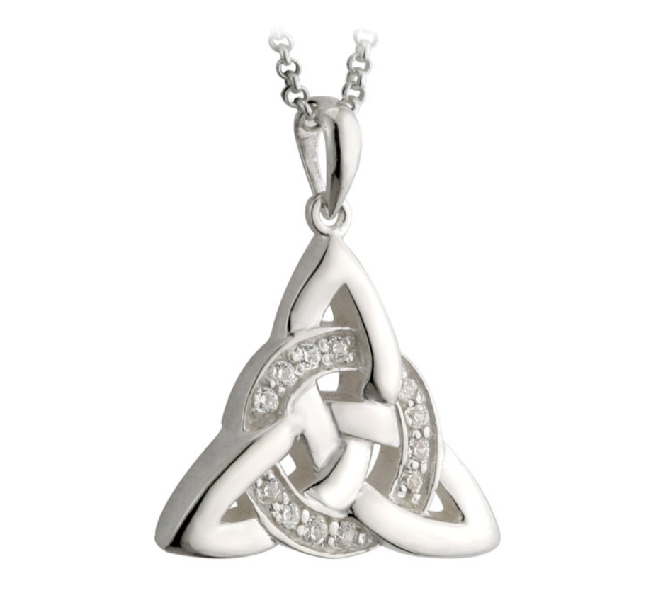 SILVER CUBIC ZIRCONIA CELTIC KNOT NECKLACE