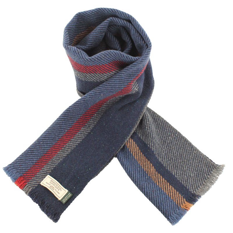Soft Donegal Scarf - Navy/Grey/Red
